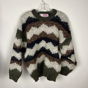 Vintage Zinia JK Narang Sz 38 Medium Mohair Blend Geometric 80s Chunky Sweater